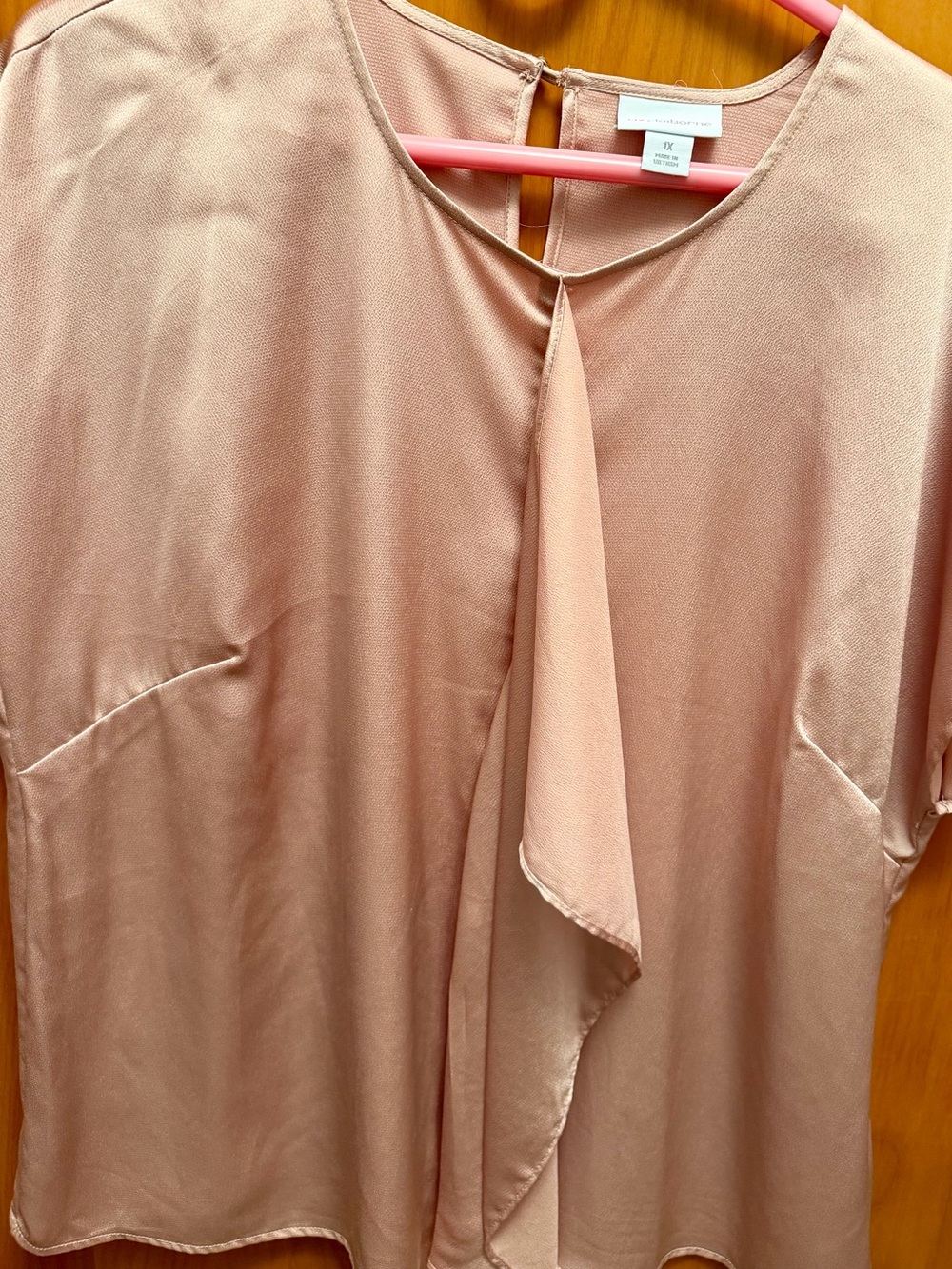 Liz Claiborne Rose Blush Draped Front Blouse